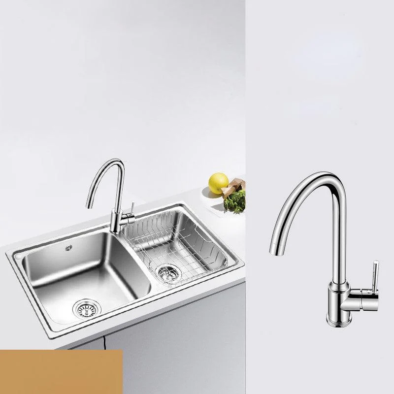 Classic Style Kitchen Sink Stainless Steel 1 Holes Kitchen Sink with Drain Strainer Kit -Bathlova