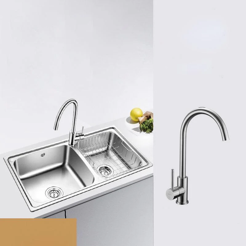 Classic Style Kitchen Sink Stainless Steel 1 Holes Kitchen Sink with Drain Strainer Kit -Bathlova