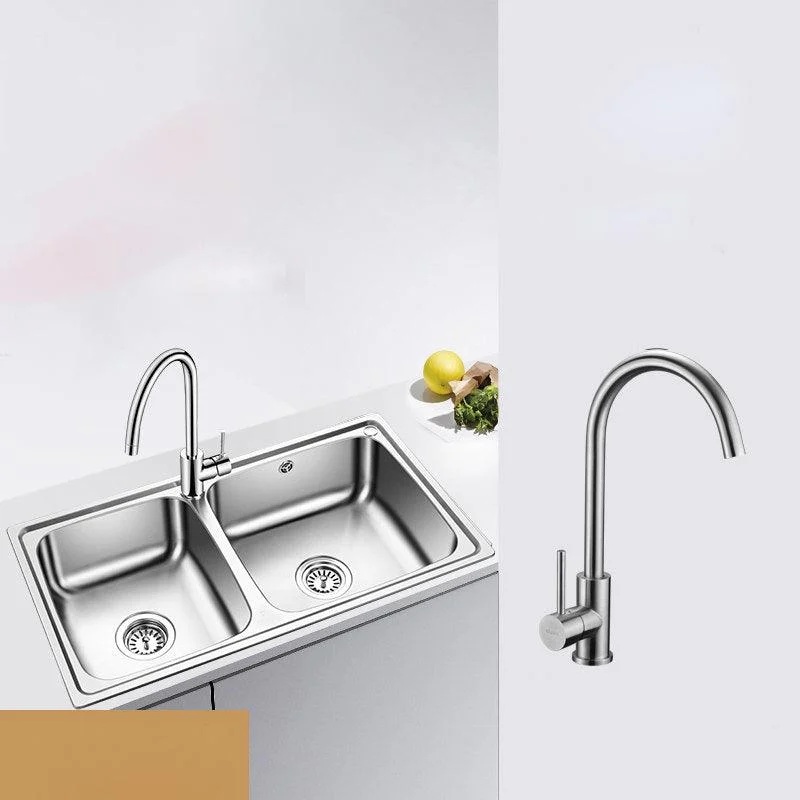 Classic Style Kitchen Sink Stainless Steel 1 Holes Kitchen Sink with Drain Strainer Kit -Bathlova