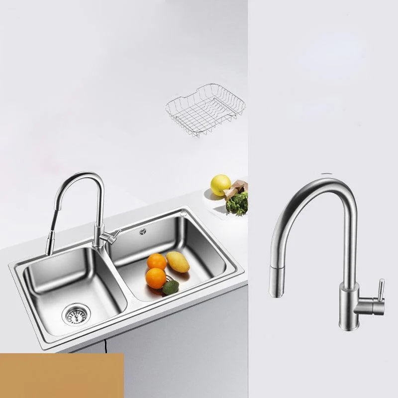 Classic Style Kitchen Sink Stainless Steel 1 Holes Kitchen Sink with Drain Strainer Kit -Bathlova