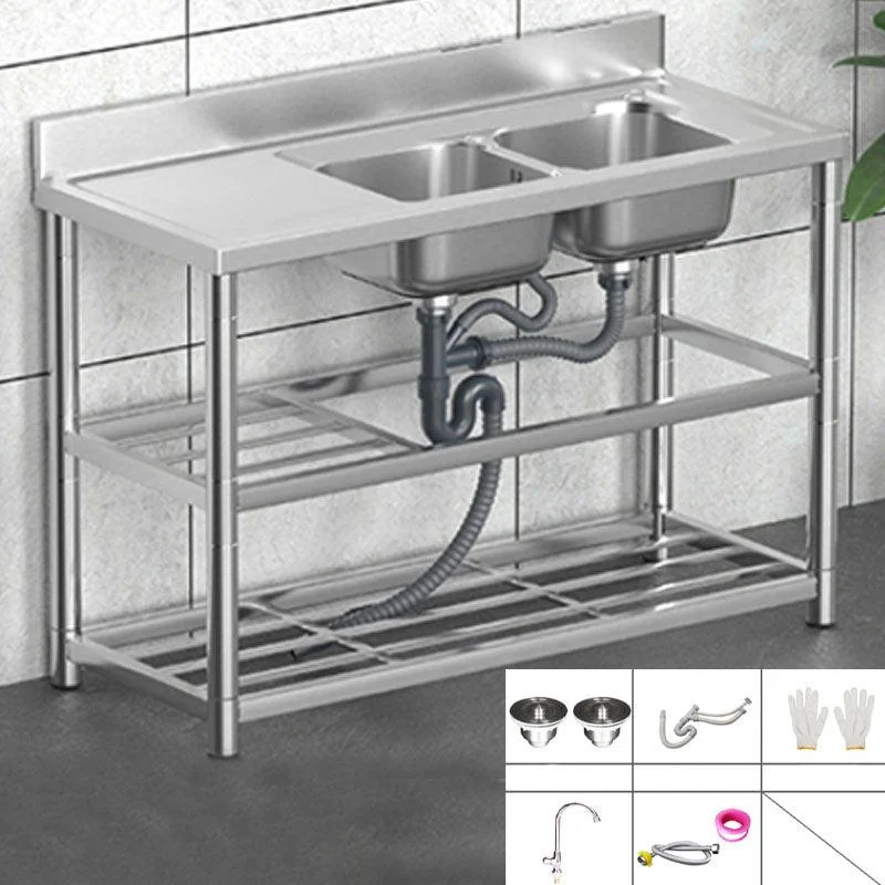 Classic Style Kitchen Sink Stainless Steel 2 Holes Undermount Kitchen Sink -Bathlova