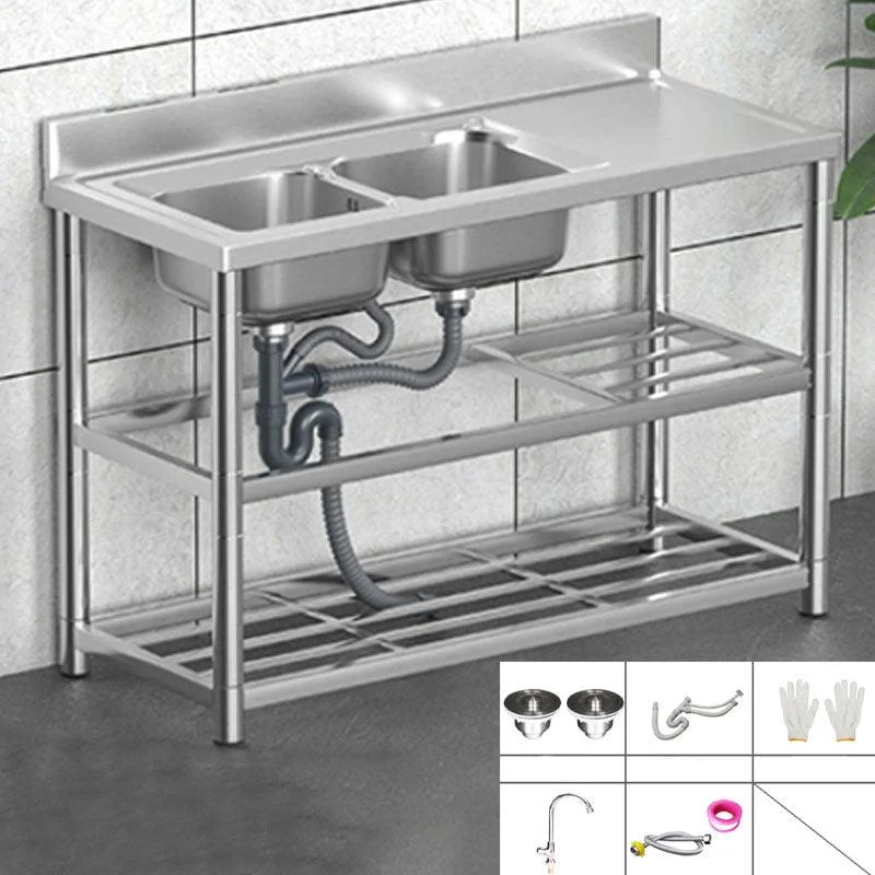 Classic Style Kitchen Sink Stainless Steel 2 Holes Undermount Kitchen Sink -Bathlova