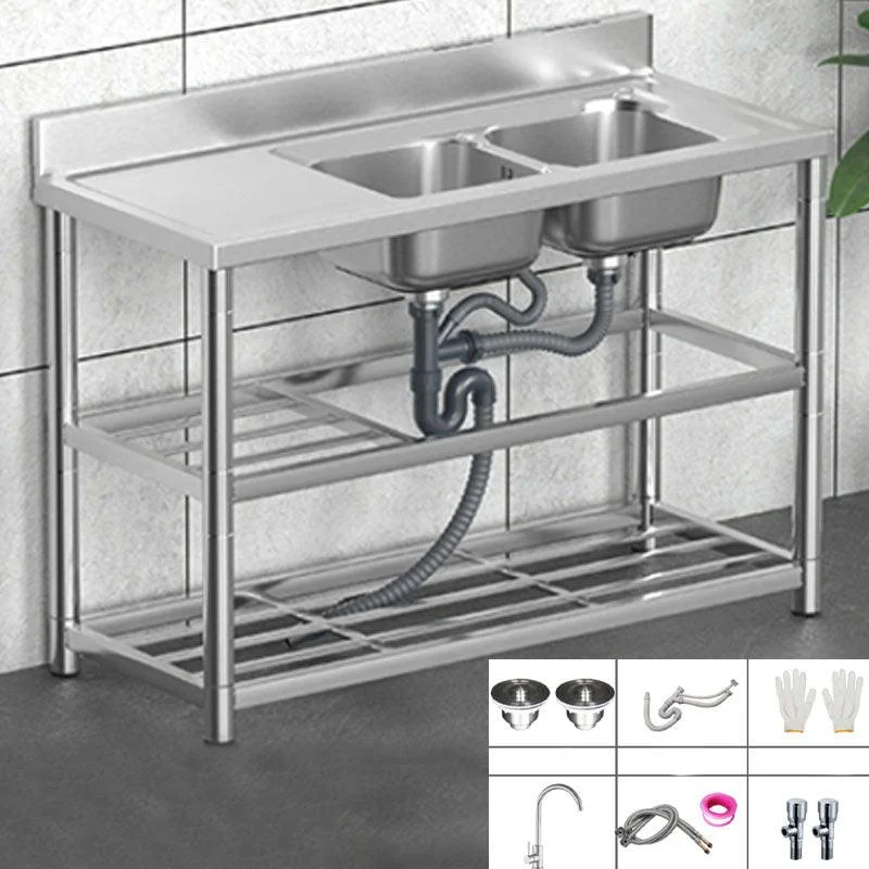 Classic Style Kitchen Sink Stainless Steel 2 Holes Undermount Kitchen Sink -Bathlova