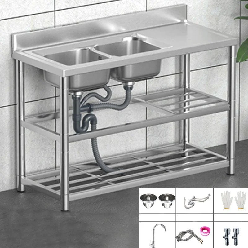 Classic Style Kitchen Sink Stainless Steel 2 Holes Undermount Kitchen Sink -Bathlova