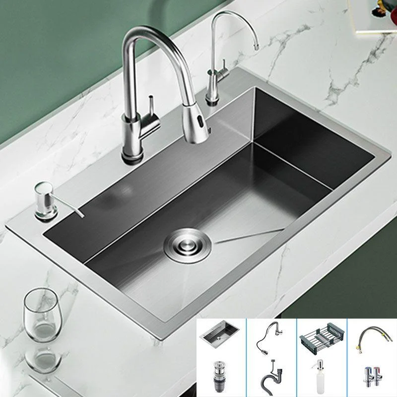 Classic Style Kitchen Sink Stainless Steel 3 Holes Kitchen Sink with Drain Strainer Kit -Bathlova