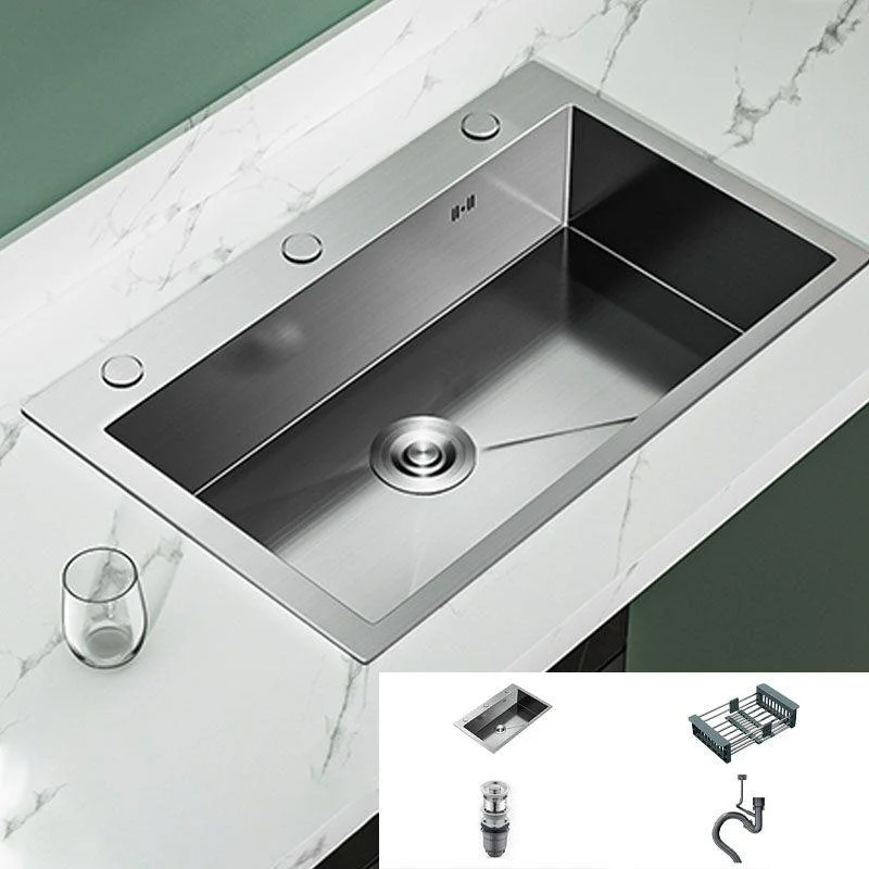 Classic Style Kitchen Sink Stainless Steel 3 Holes Kitchen Sink with Drain Strainer Kit -Bathlova