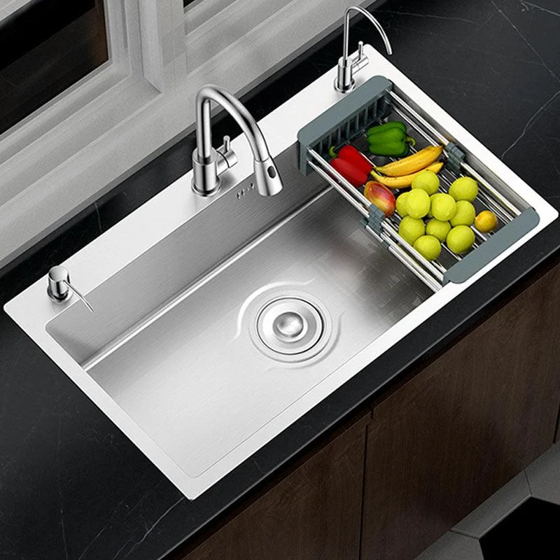 Classic Style Kitchen Sink Stainless Steel 3 Holes Kitchen Sink with Drain Strainer Kit -Bathlova