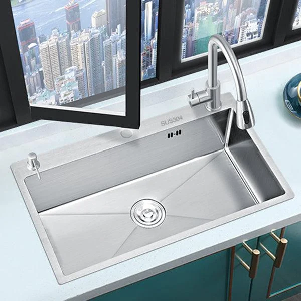 Classic Style Kitchen Sink Stainless Steel Colorfast Kitchen Sink with Drain Strainer Kit -Bathlova