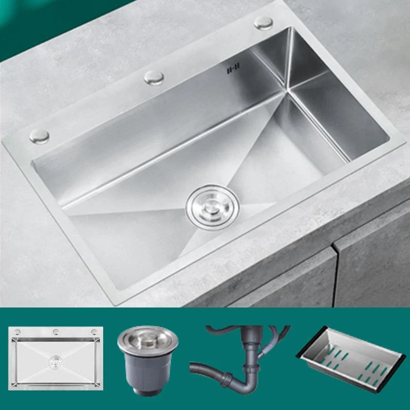 Classic Style Kitchen Sink Stainless Steel Colorfast Kitchen Sink with Drain Strainer Kit -Bathlova