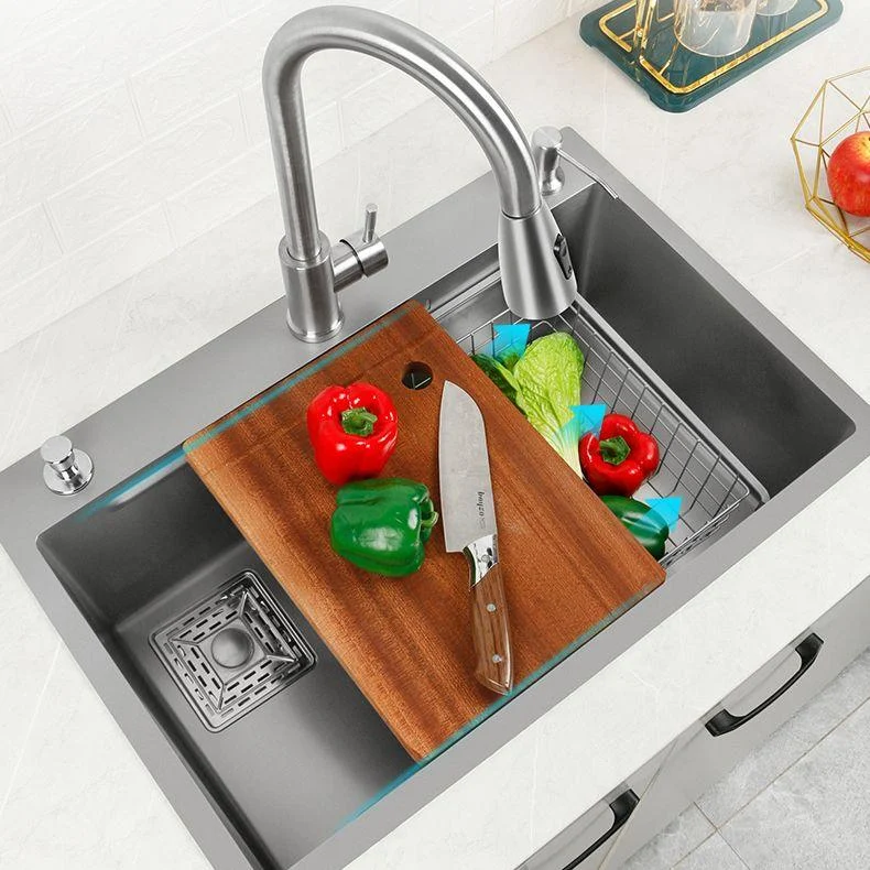 Classic Style Kitchen Sink Stainless Steel Drop-In Kitchen Sink with Drain Strainer Kit -Bathlova