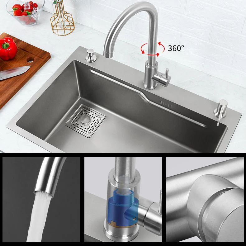 Classic Style Kitchen Sink Stainless Steel Drop-In Kitchen Sink with Drain Strainer Kit -Bathlova