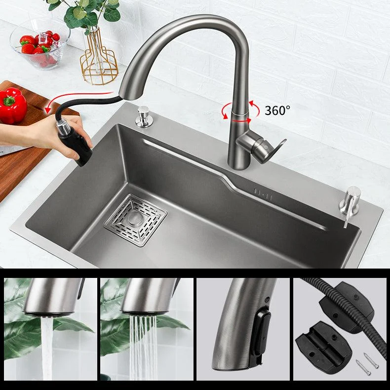 Classic Style Kitchen Sink Stainless Steel Drop-In Kitchen Sink with Drain Strainer Kit -Bathlova