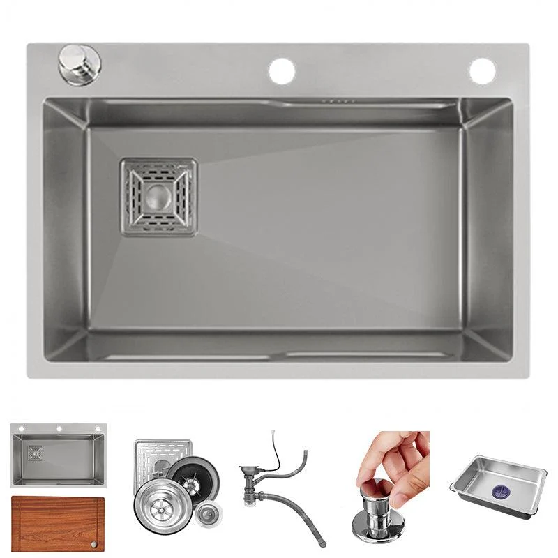 Classic Style Kitchen Sink Stainless Steel Drop-In Kitchen Sink with Drain Strainer Kit -Bathlova