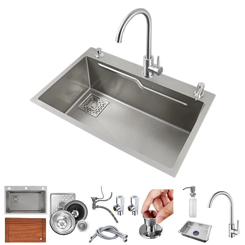 Classic Style Kitchen Sink Stainless Steel Drop-In Kitchen Sink with Drain Strainer Kit -Bathlova