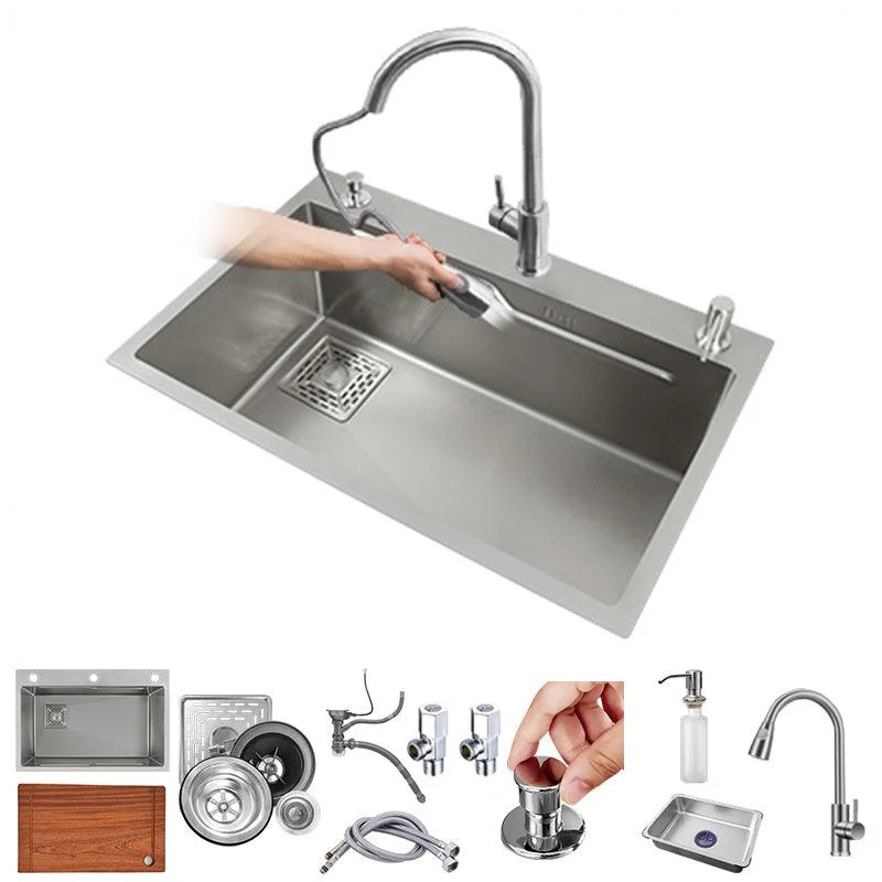 Classic Style Kitchen Sink Stainless Steel Drop-In Kitchen Sink with Drain Strainer Kit -Bathlova