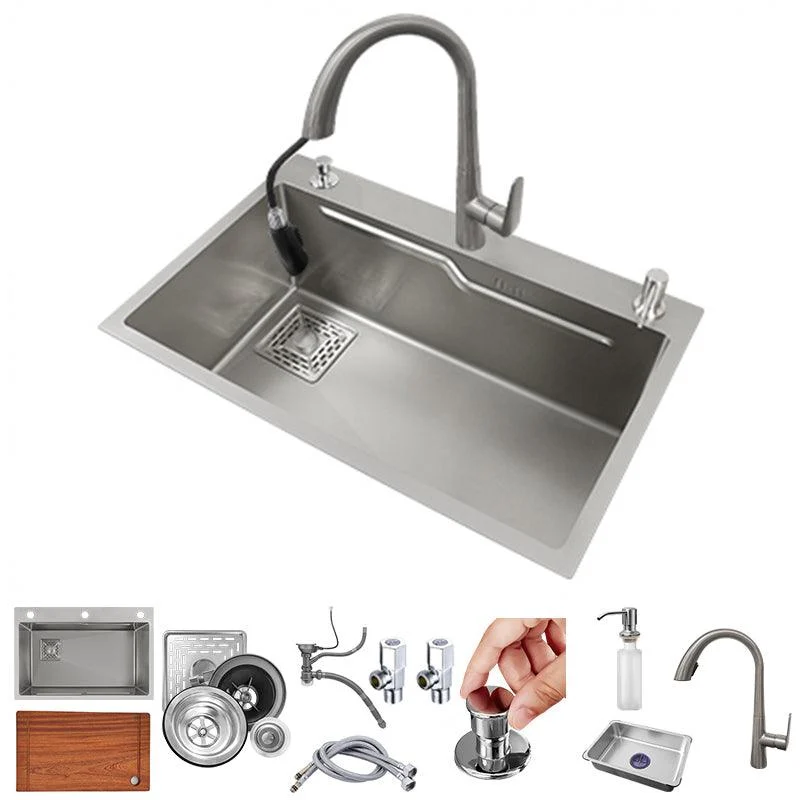 Classic Style Kitchen Sink Stainless Steel Drop-In Kitchen Sink with Drain Strainer Kit -Bathlova