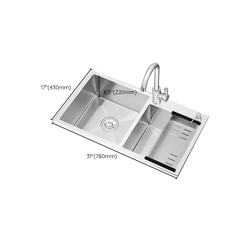 Classic Style Kitchen Sink Stainless Steel Drop-In Noise-cancelling Design Kitchen Sink -Bathlova