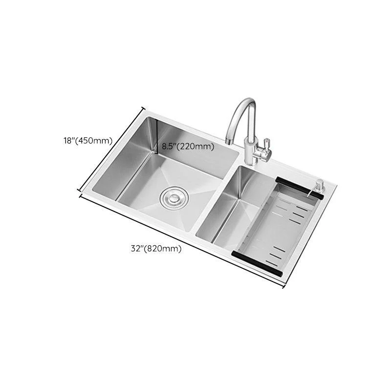 Classic Style Kitchen Sink Stainless Steel Drop-In Noise-cancelling Design Kitchen Sink -Bathlova