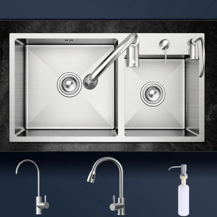 Classic Style Kitchen Sink Stainless Steel Drop-In Noise-cancelling Design Kitchen Sink -Bathlova