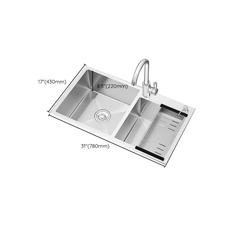 Classic Style Kitchen Sink Stainless Steel Drop-In Noise-cancelling Design Kitchen Sink -Bathlova