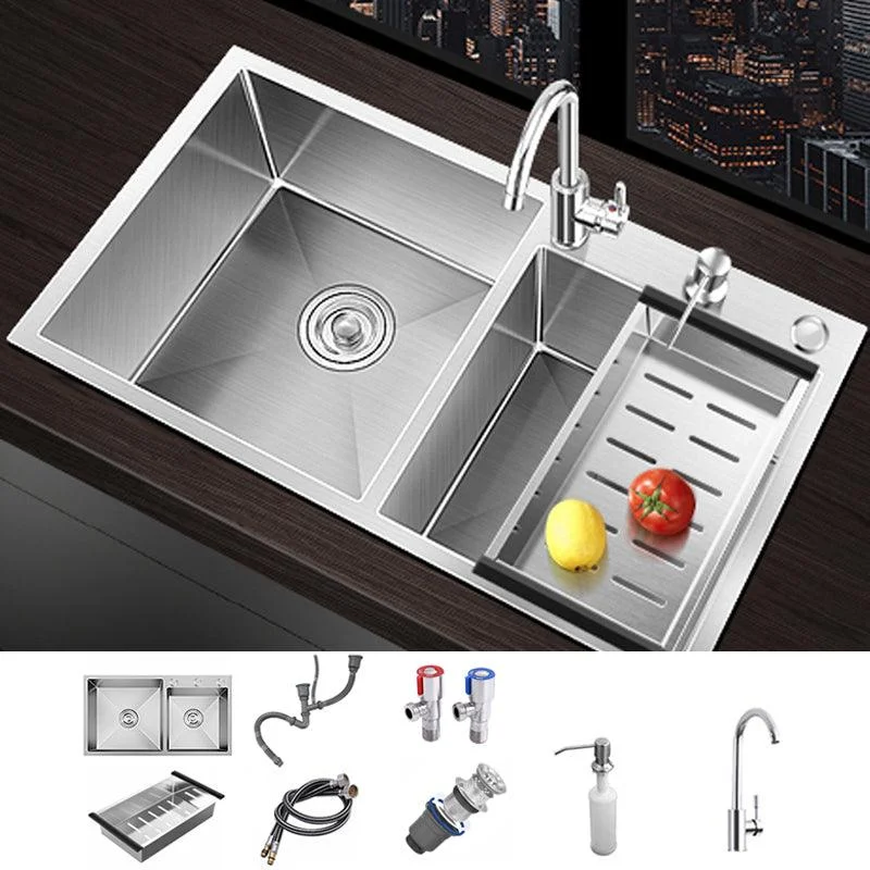 Classic Style Kitchen Sink Stainless Steel Drop-In Noise-cancelling Design Kitchen Sink -Bathlova