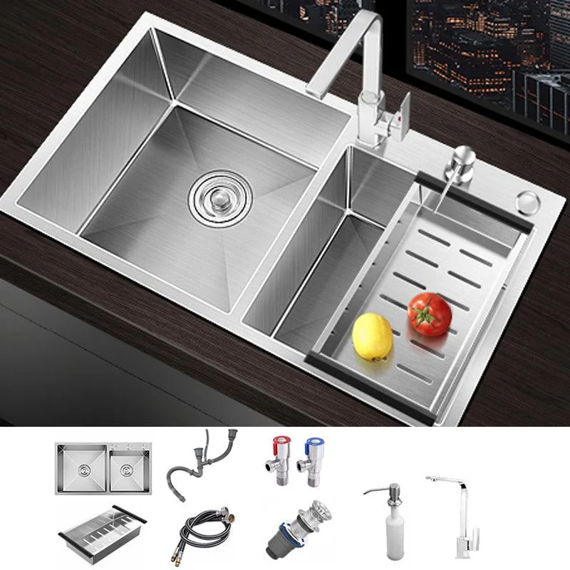 Classic Style Kitchen Sink Stainless Steel Drop-In Noise-cancelling Design Kitchen Sink -Bathlova