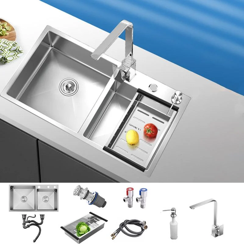 Classic Style Kitchen Sink Stainless Steel Drop-In Noise-cancelling Design Kitchen Sink -Bathlova