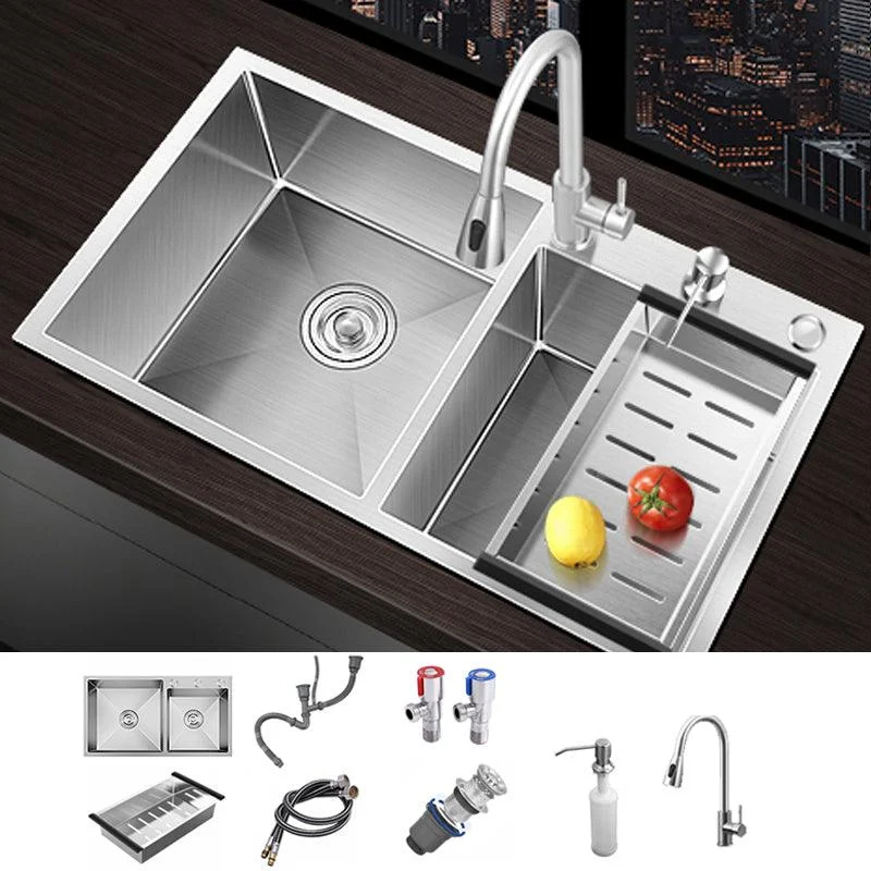 Classic Style Kitchen Sink Stainless Steel Drop-In Noise-cancelling Design Kitchen Sink -Bathlova