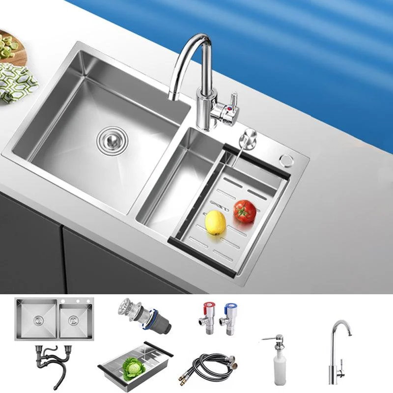 Classic Style Kitchen Sink Stainless Steel Drop-In Noise-cancelling Design Kitchen Sink -Bathlova