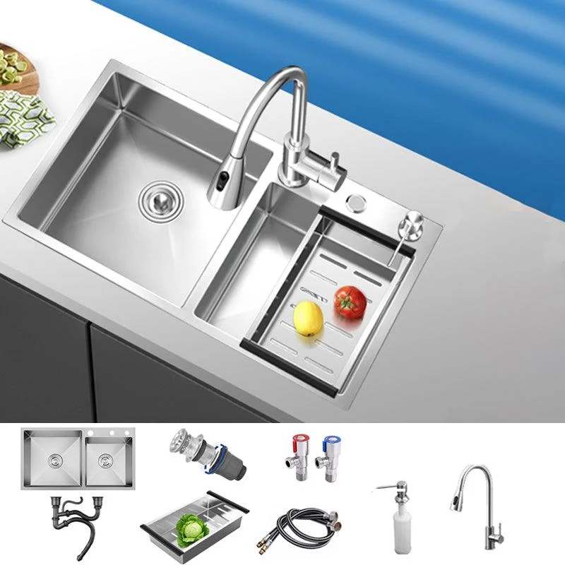 Classic Style Kitchen Sink Stainless Steel Drop-In Noise-cancelling Design Kitchen Sink -Bathlova