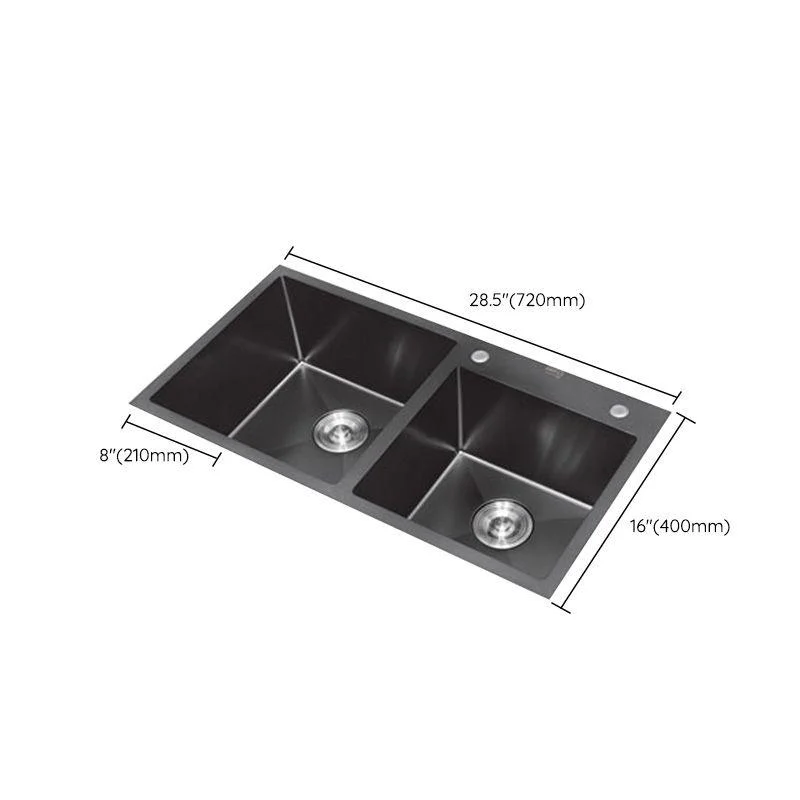 Classic Style Kitchen Sink Stainless Steel Kitchen Double Sink with Drain Strainer Kit -Bathlova