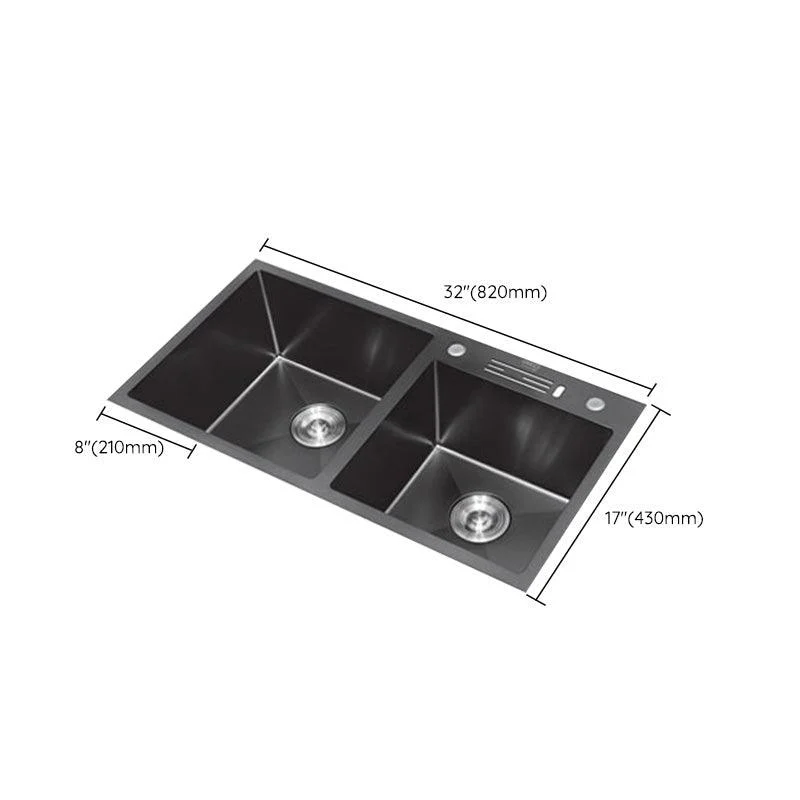 Classic Style Kitchen Sink Stainless Steel Kitchen Double Sink with Drain Strainer Kit -Bathlova