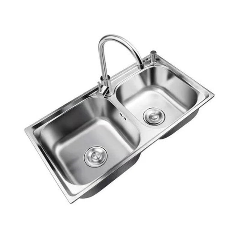 Classic Style Kitchen Sink Stainless Steel Kitchen Sink with Drain Strainer Kit -Bathlova