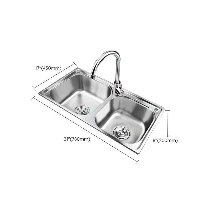 Classic Style Kitchen Sink Stainless Steel Kitchen Sink with Drain Strainer Kit -Bathlova