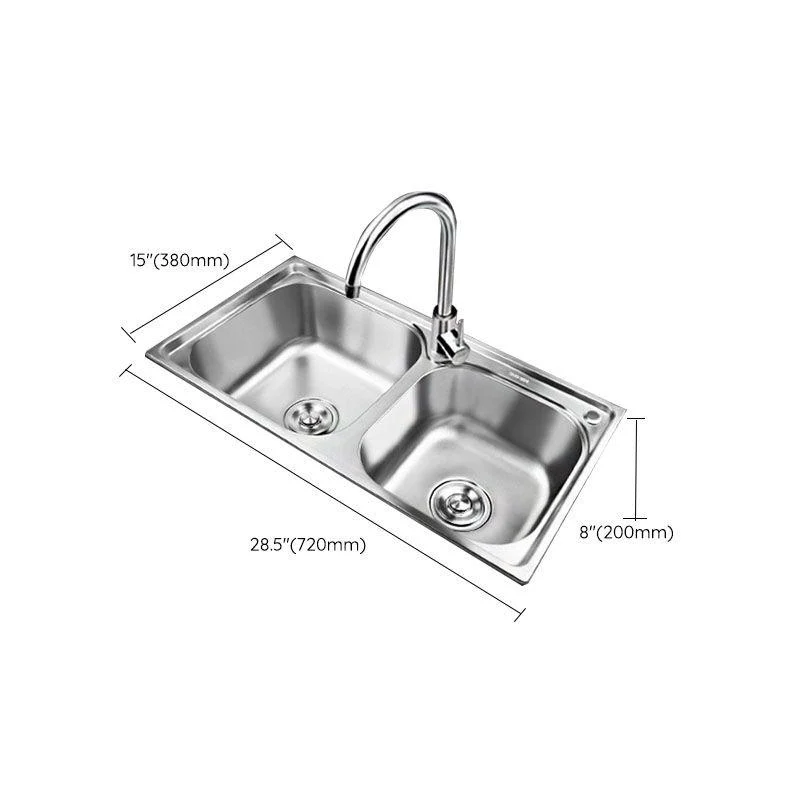 Classic Style Kitchen Sink Stainless Steel Kitchen Sink with Drain Strainer Kit -Bathlova