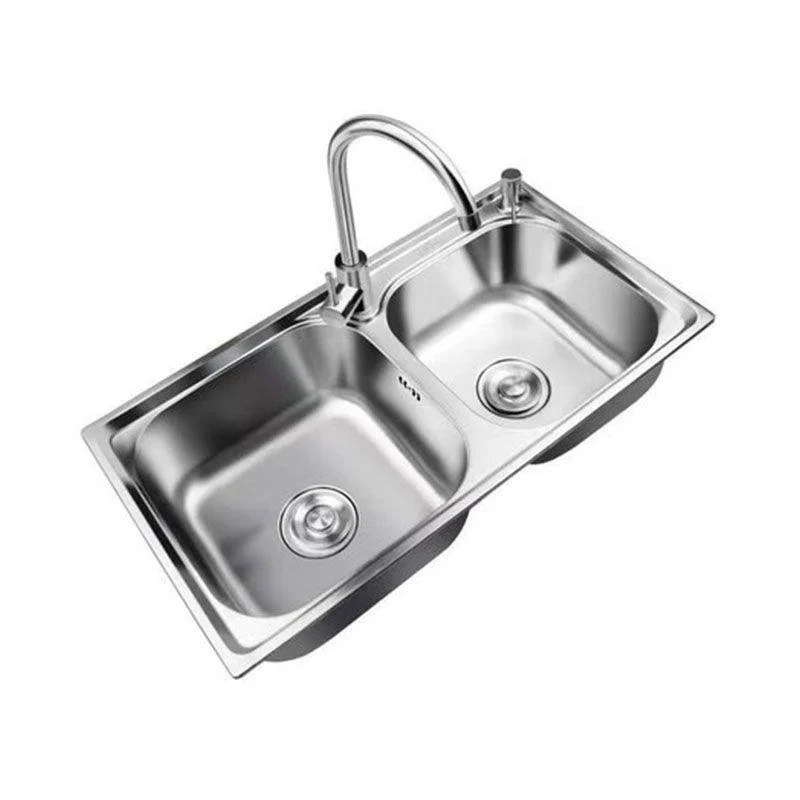 Classic Style Kitchen Sink Stainless Steel Kitchen Sink with Drain Strainer Kit -Bathlova