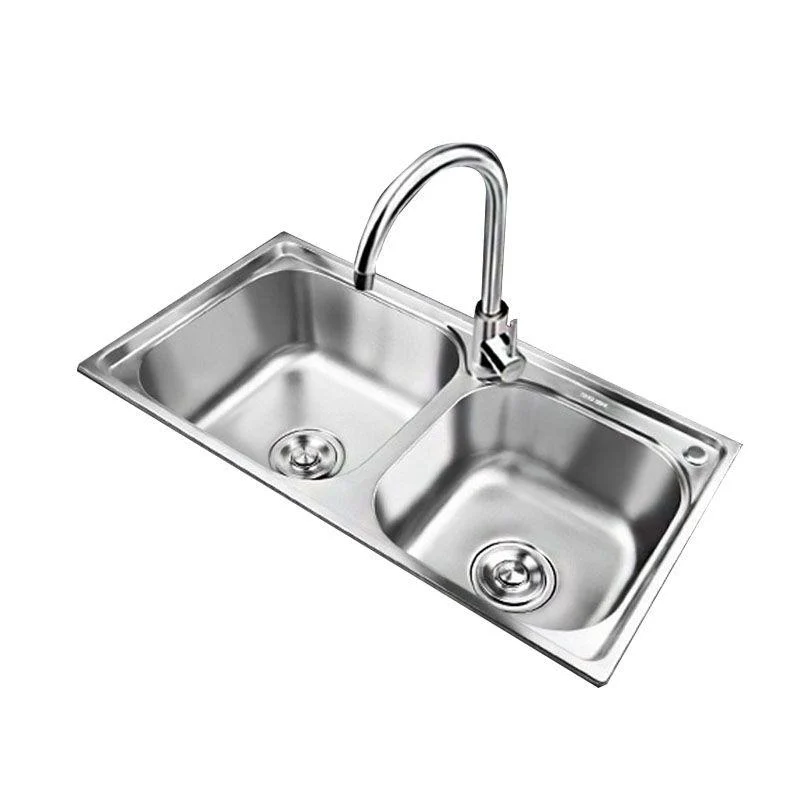 Classic Style Kitchen Sink Stainless Steel Kitchen Sink with Drain Strainer Kit -Bathlova