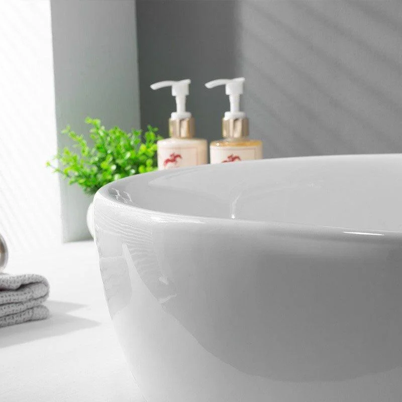 Classic Trough Bathroom Sink Solid Color Trough Sink with Overflow(Not Included Tap) -Bathlova