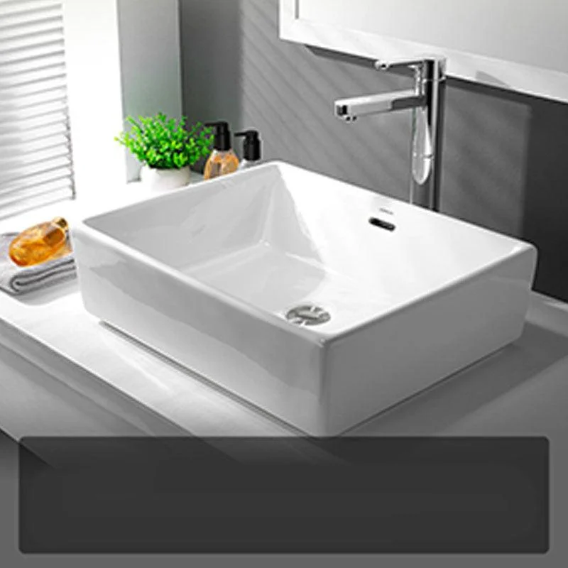 Classic Trough Bathroom Sink Solid Color Trough Sink with Overflow(Not Included Tap) -Bathlova