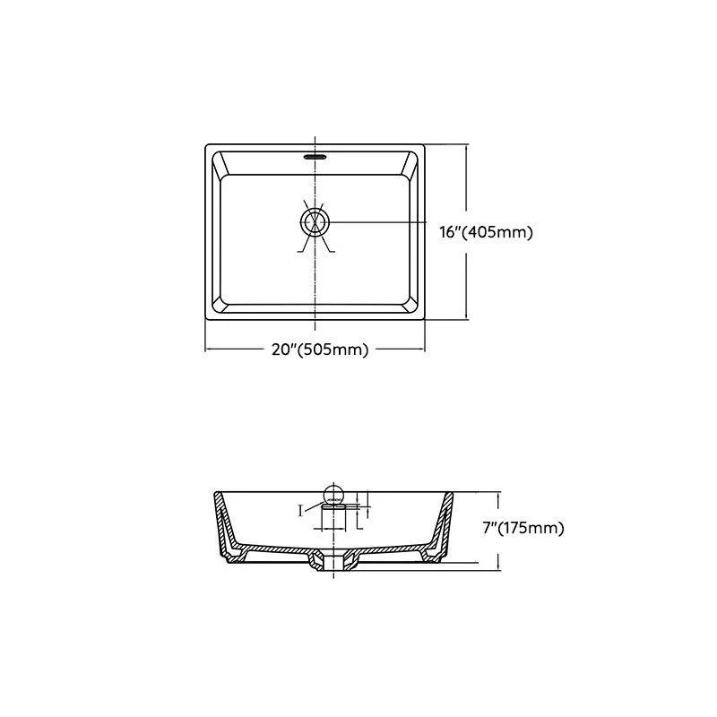 Classic Trough Bathroom Sink Solid Color Trough Sink with Overflow(Not Included Tap) -Bathlova