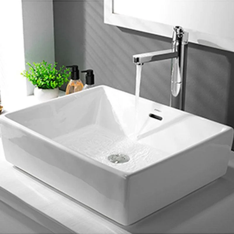 Classic Trough Bathroom Sink Solid Color Trough Sink with Overflow(Not Included Tap) -Bathlova