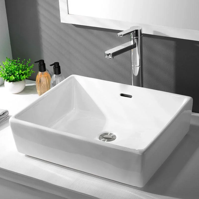 Classic Trough Bathroom Sink Solid Color Trough Sink with Overflow(Not Included Tap) -Bathlova