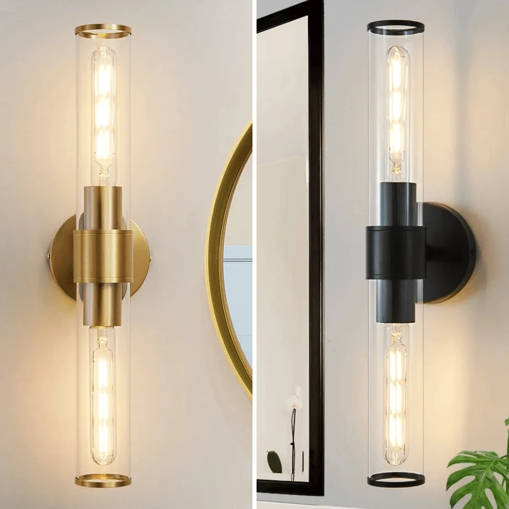 Classic Two-Bulb Glass Wall/Vanity Sconce -Bathlova