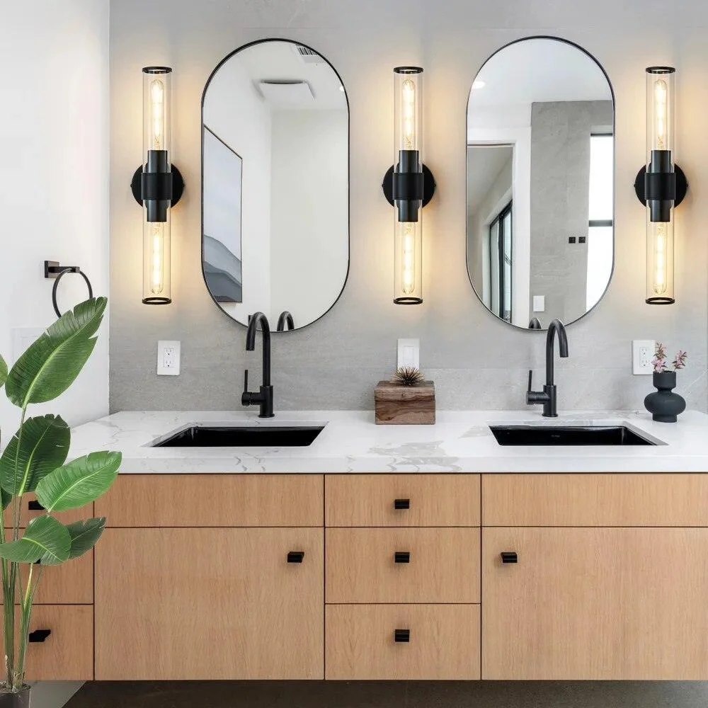 Classic Two-Bulb Glass Wall/Vanity Sconce -Bathlova