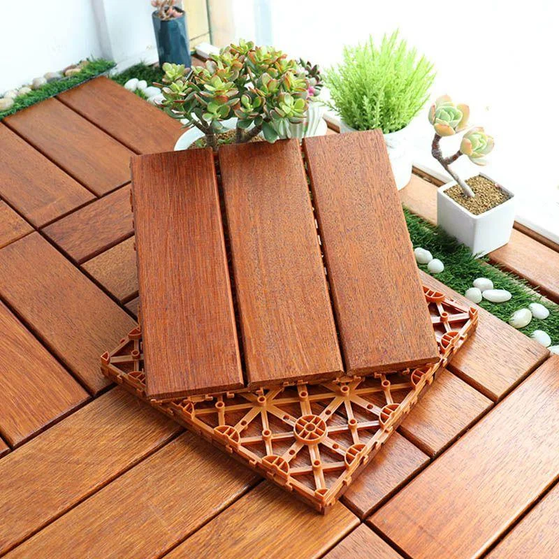 Classic Wood Deck Tiles Interlocking Composite Patio Flooring Tiles -Bathlova