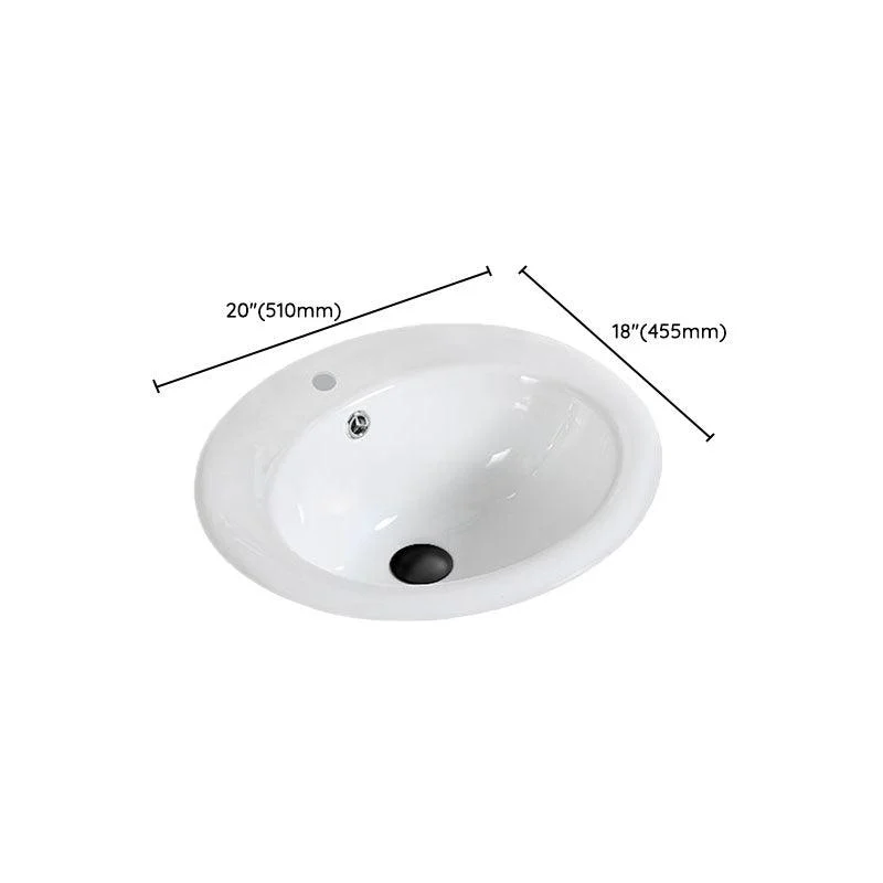 Classical Basin Sink Solid Color Porcelain Bathroom Sink in White -Bathlova