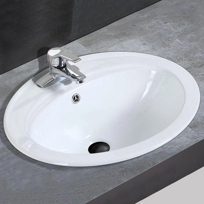 Classical Basin Sink Solid Color Porcelain Bathroom Sink in White -Bathlova