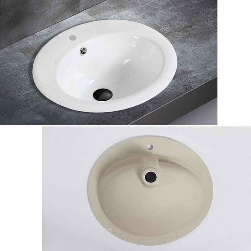 Classical Basin Sink Solid Color Porcelain Bathroom Sink in White -Bathlova