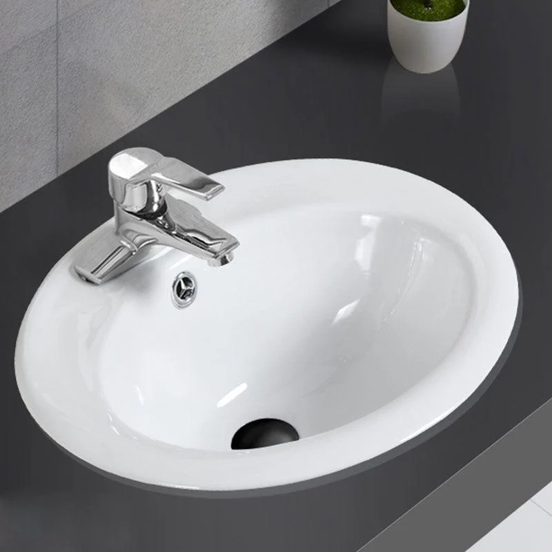 Classical Basin Sink Solid Color Porcelain Bathroom Sink in White -Bathlova