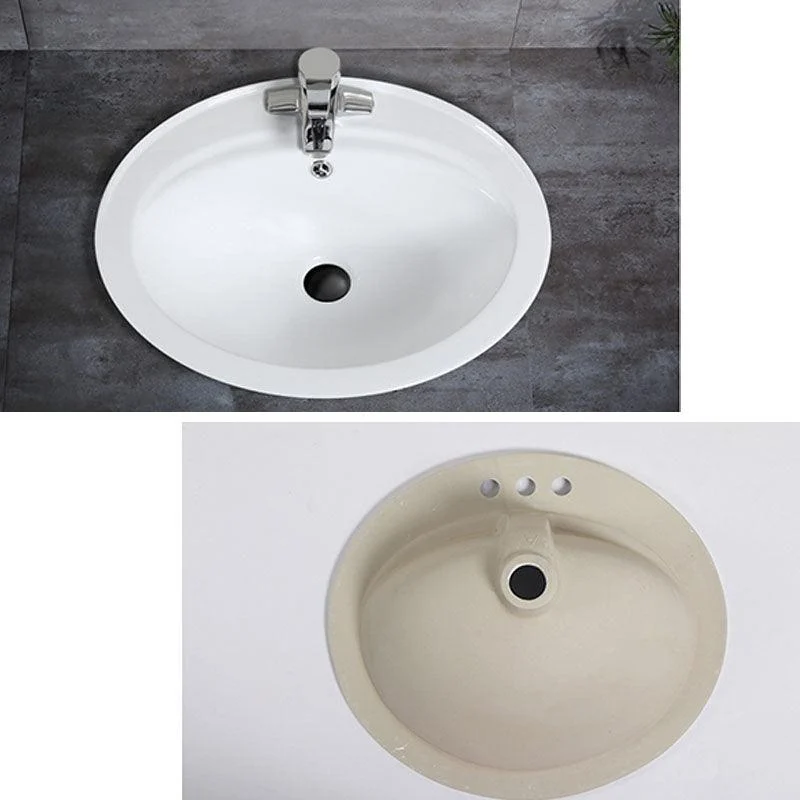 Classical Basin Sink Solid Color Porcelain Bathroom Sink in White -Bathlova